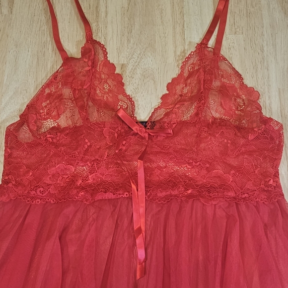 Red Lace Baby Doll Dress Set - Picture 5 of 15